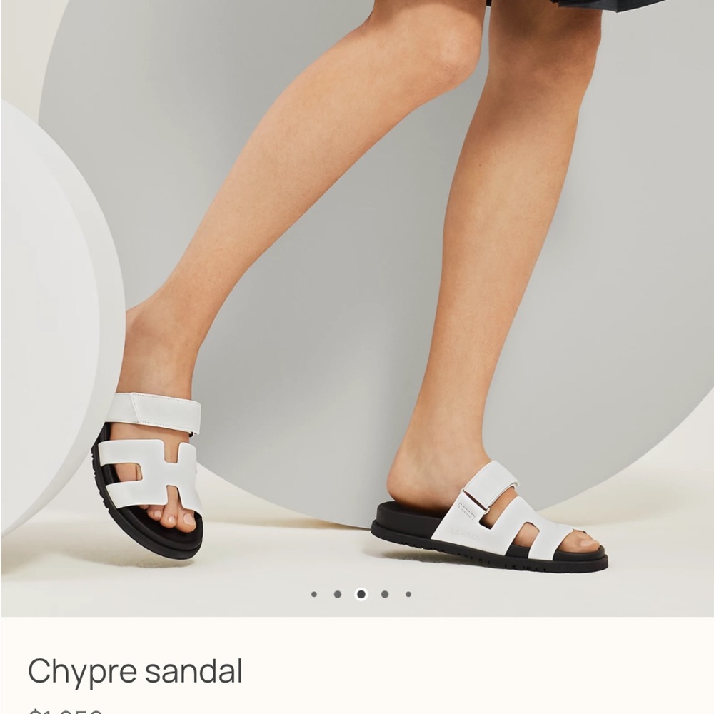 Authentic Hermes White Leather Chypre Sandals - Picture 9 of 9